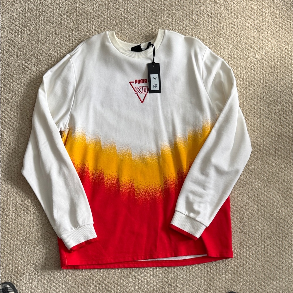 Puma Red, Yellow, and White Gradient Crewneck